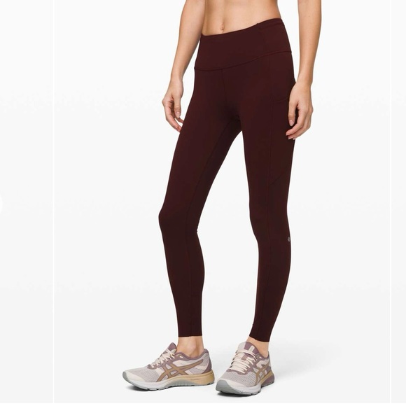 LULULEMON Fast and Free High-Rise Tight 28" *Non-Reflective Brushed Nulux Garnet - Picture 1 of 12